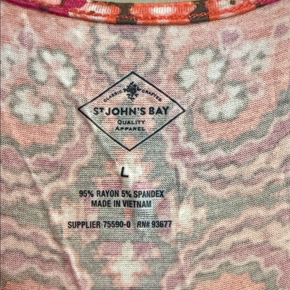 St. John's Bay Pink and Orange Paisley V-Neck Maxi Dress - Picture 2 of 6